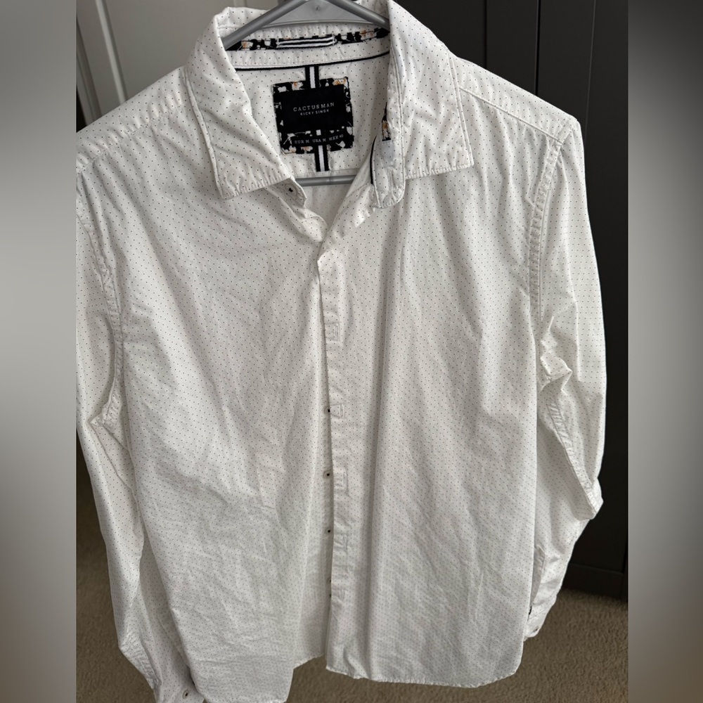Cactus White Polka Dot Men's Shirt